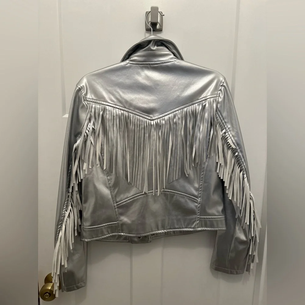 Buddy Love Metallic Silver Fringe Jacket - Picture 2 of 3